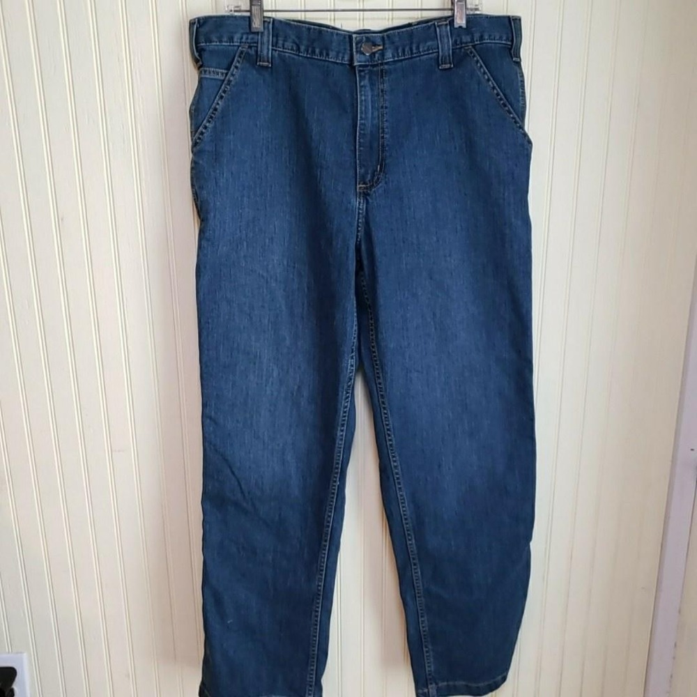 Carhartt Jeans Mens 38x32 Blue Relaxed Fit Straight Denim Rugged Flex Work Pants